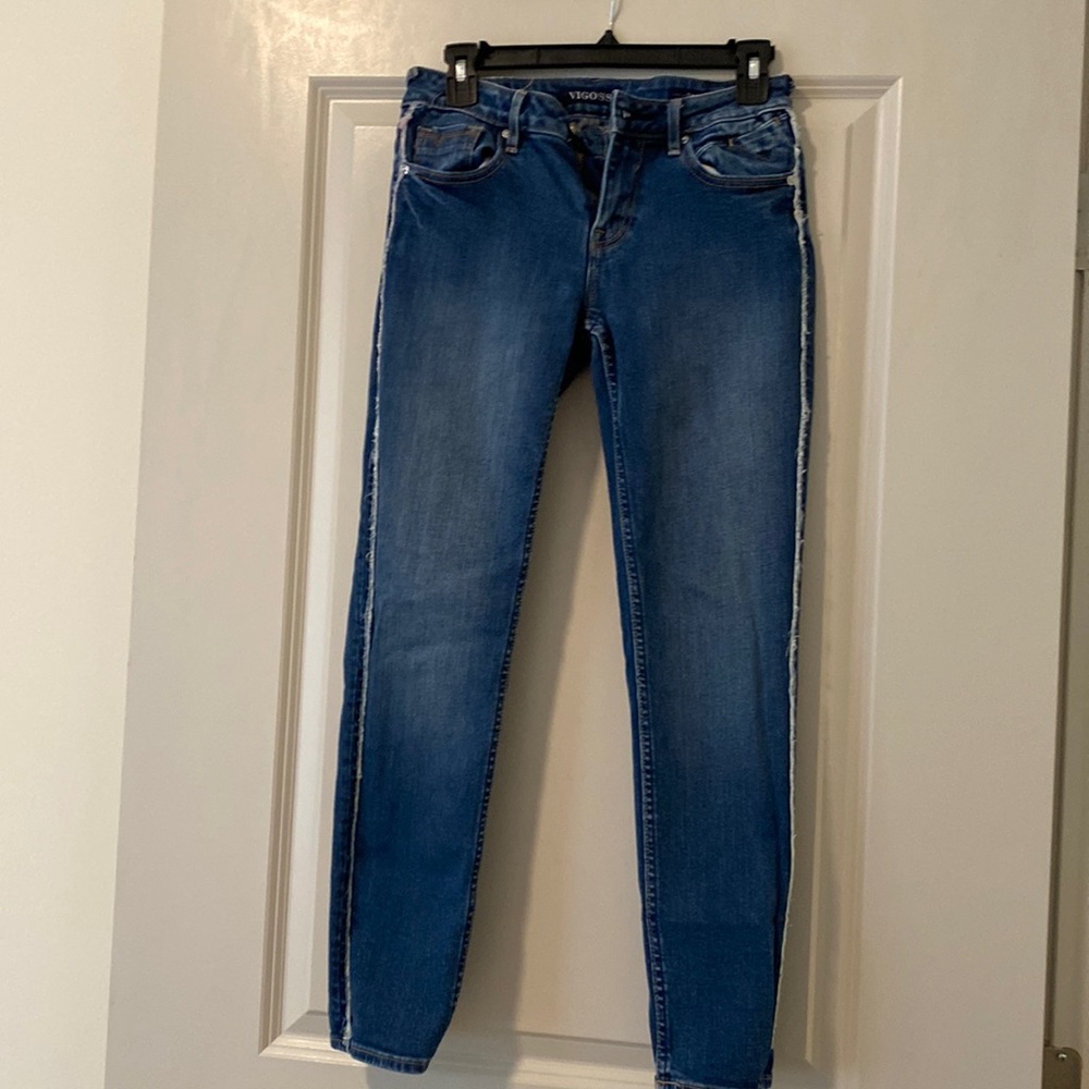 Blue jeans with detailing down the side